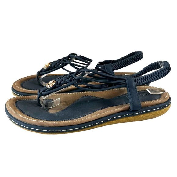 Socofy Blue Slingback Sandals - Picture 2 of 6